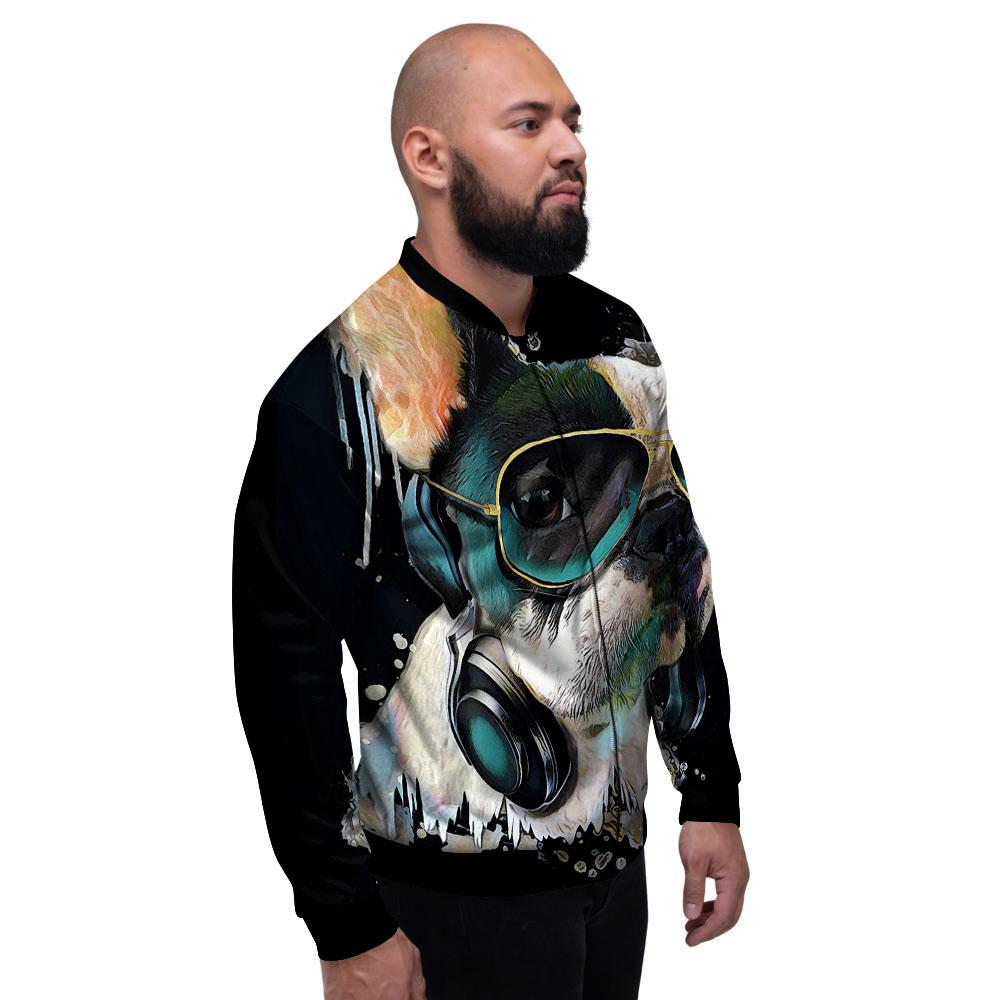 French Bulldog Puppy Watercolor Print Men's Bomber Jacket-grizzshop