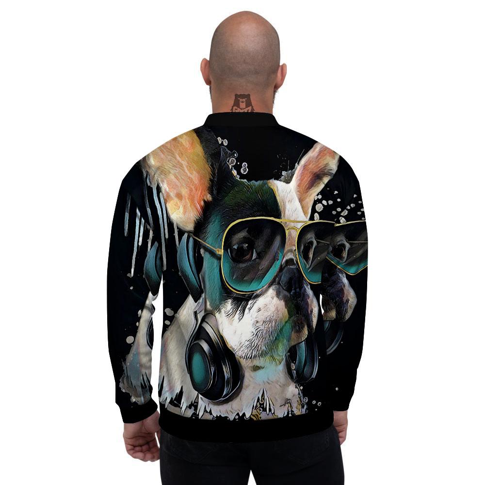 French Bulldog Puppy Watercolor Print Men's Bomber Jacket-grizzshop