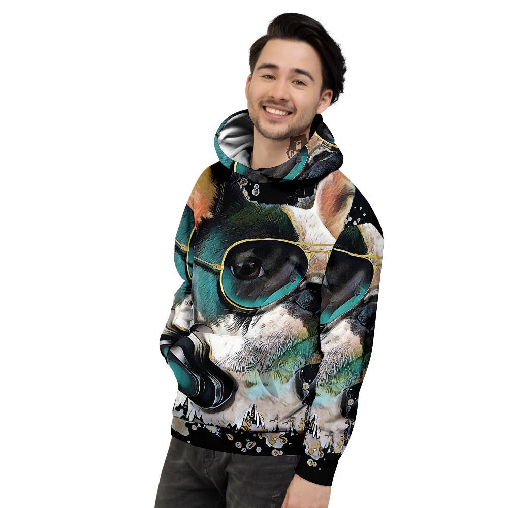 French Bulldog Puppy Watercolor Print Men's Hoodie-grizzshop