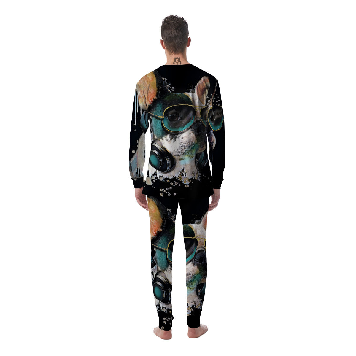 French Bulldog Puppy Watercolor Print Men's Pajamas-grizzshop
