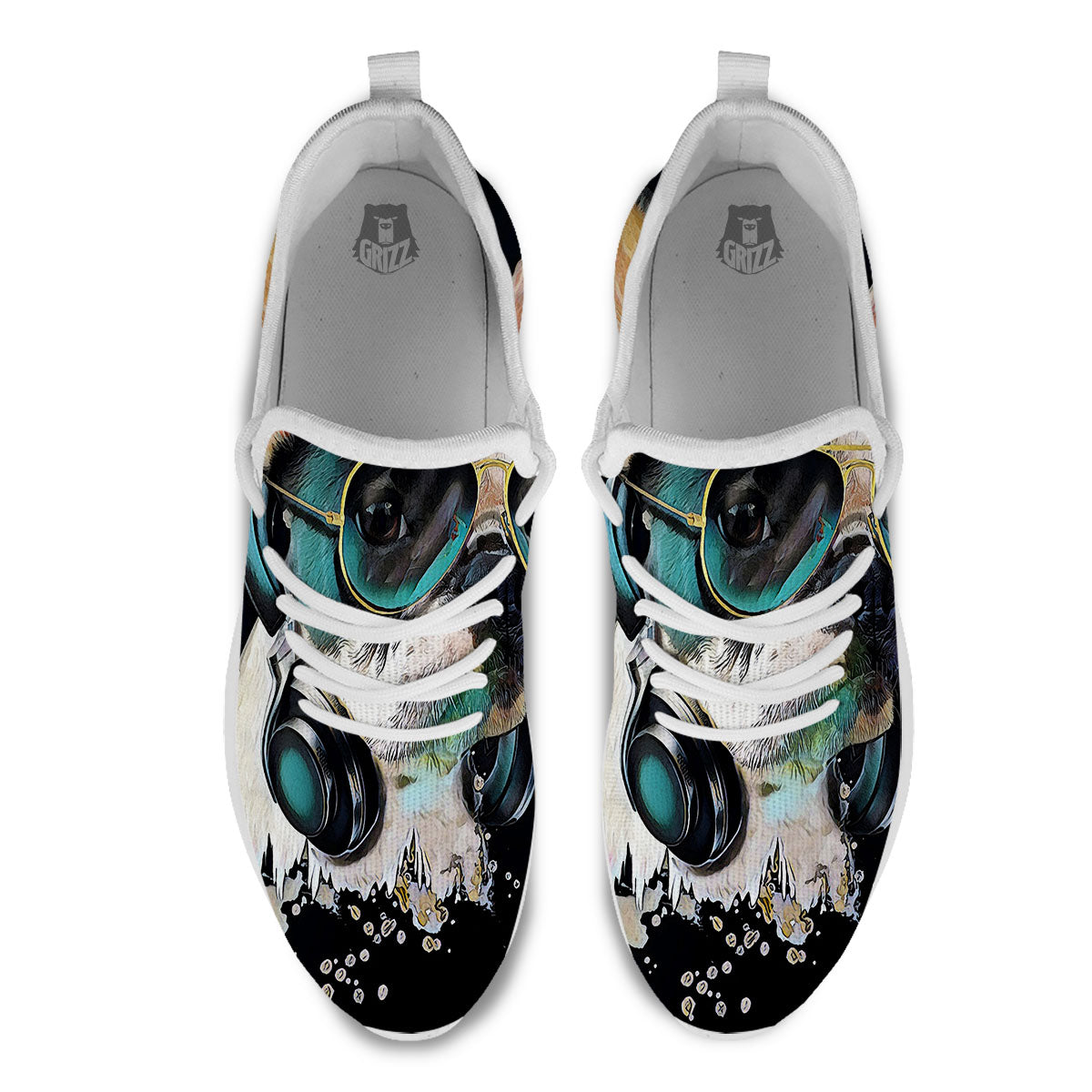 French Bulldog Puppy Watercolor Print White Athletic Shoes-grizzshop