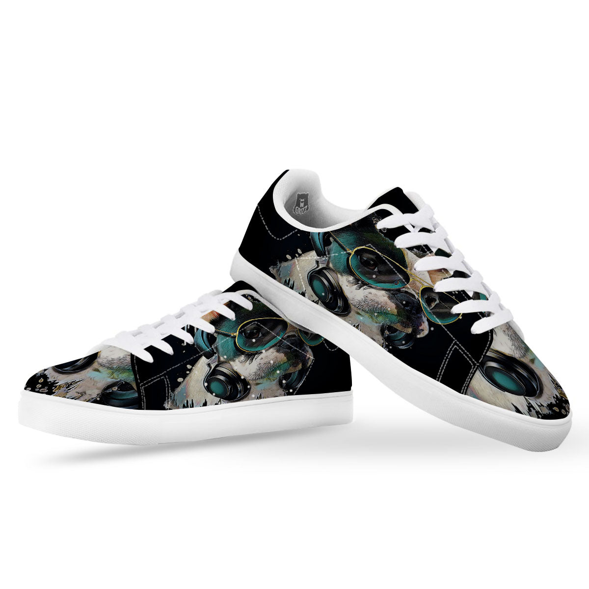 French Bulldog Puppy Watercolor Print White Low Top Sneakers-grizzshop