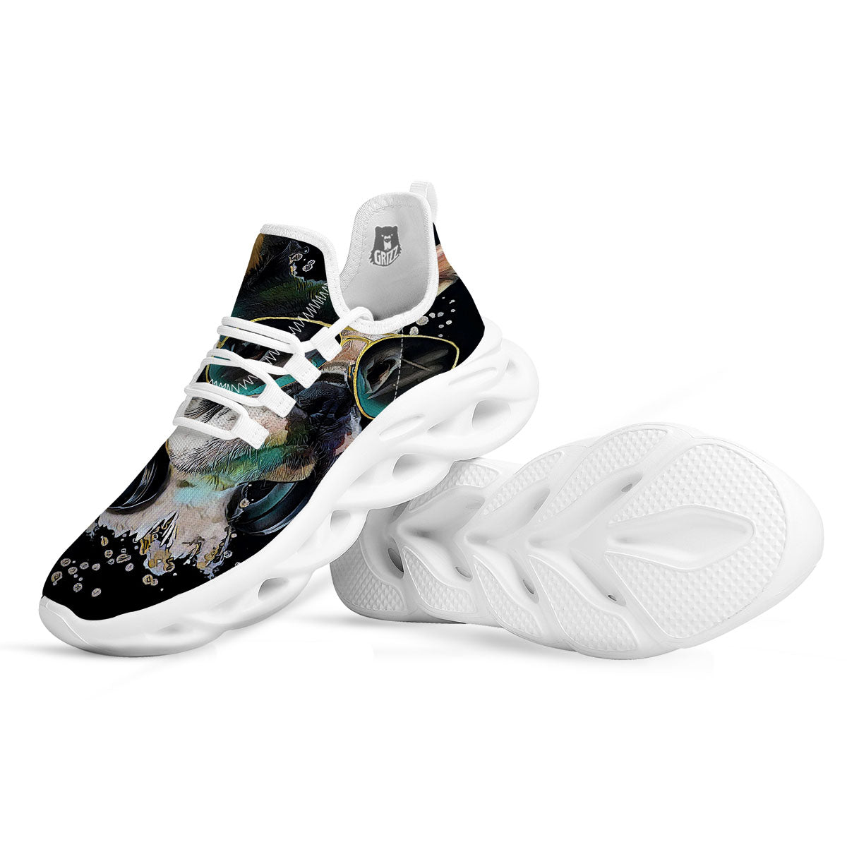 French Bulldog Puppy Watercolor Print White Running Shoes-grizzshop