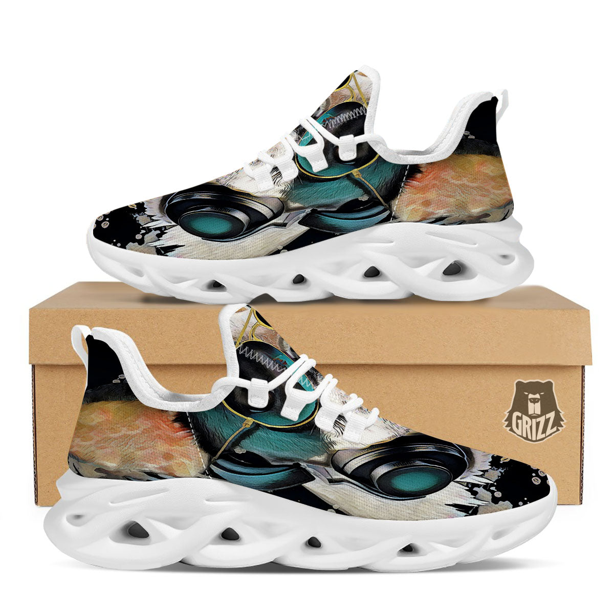 French Bulldog Puppy Watercolor Print White Running Shoes-grizzshop