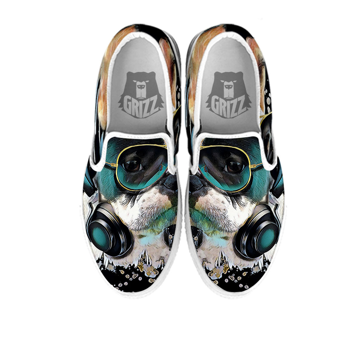 French Bulldog Puppy Watercolor Print White Slip On Shoes-grizzshop