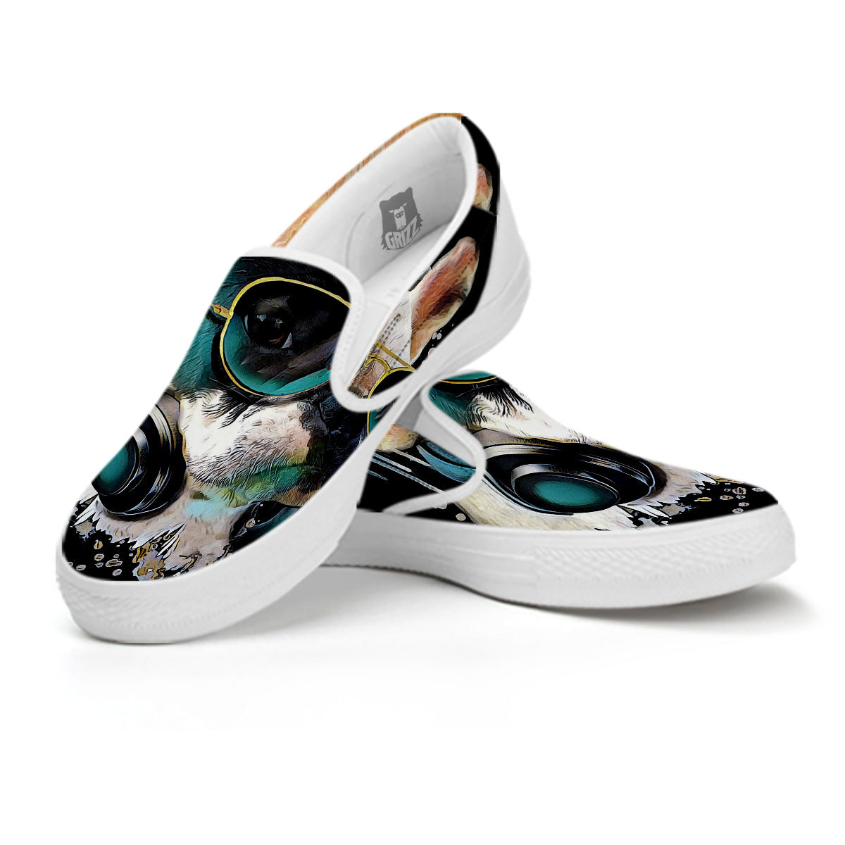 French Bulldog Puppy Watercolor Print White Slip On Shoes-grizzshop