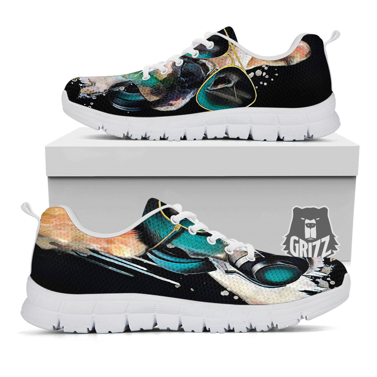 French Bulldog Puppy Watercolor Print White Sneaker-grizzshop