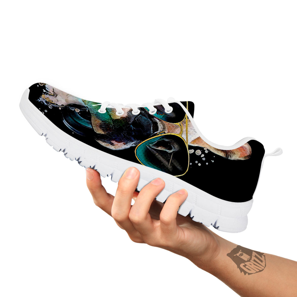 French Bulldog Puppy Watercolor Print White Sneaker-grizzshop