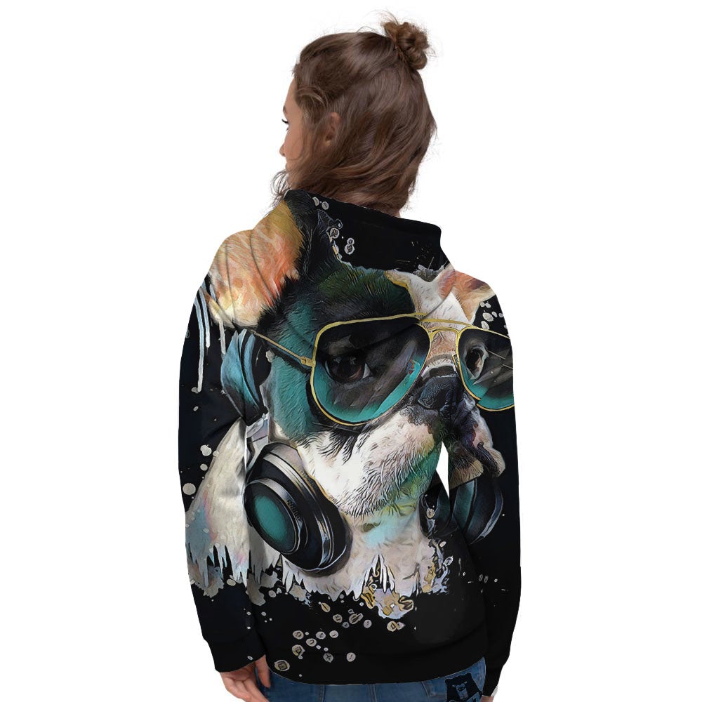French Bulldog Puppy Watercolor Print Women's Hoodie-grizzshop