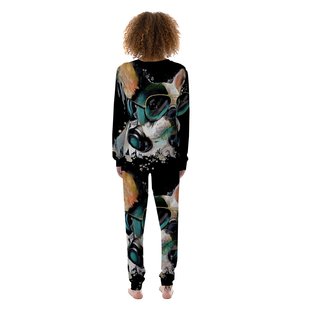 French Bulldog Puppy Watercolor Print Women's Pajamas-grizzshop