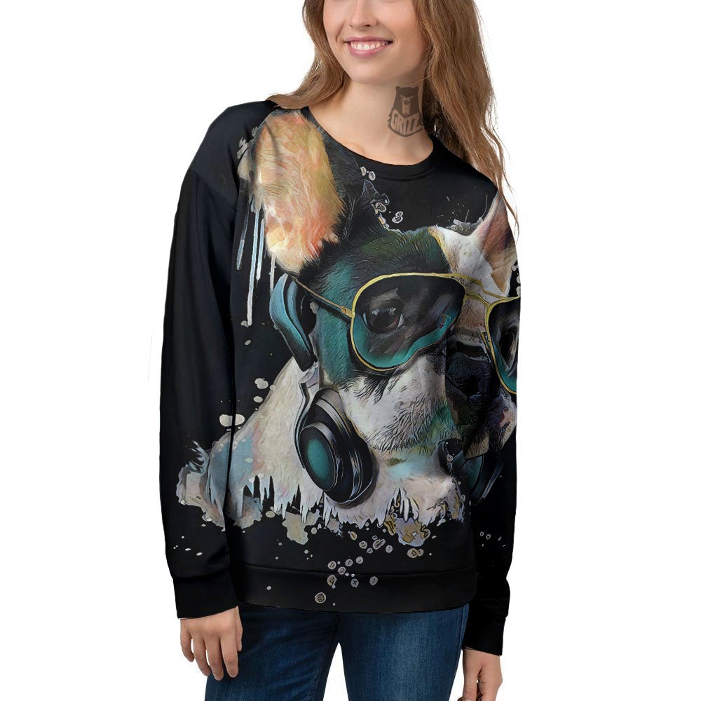 French Bulldog Puppy Watercolor Print Women's Sweatshirt-grizzshop