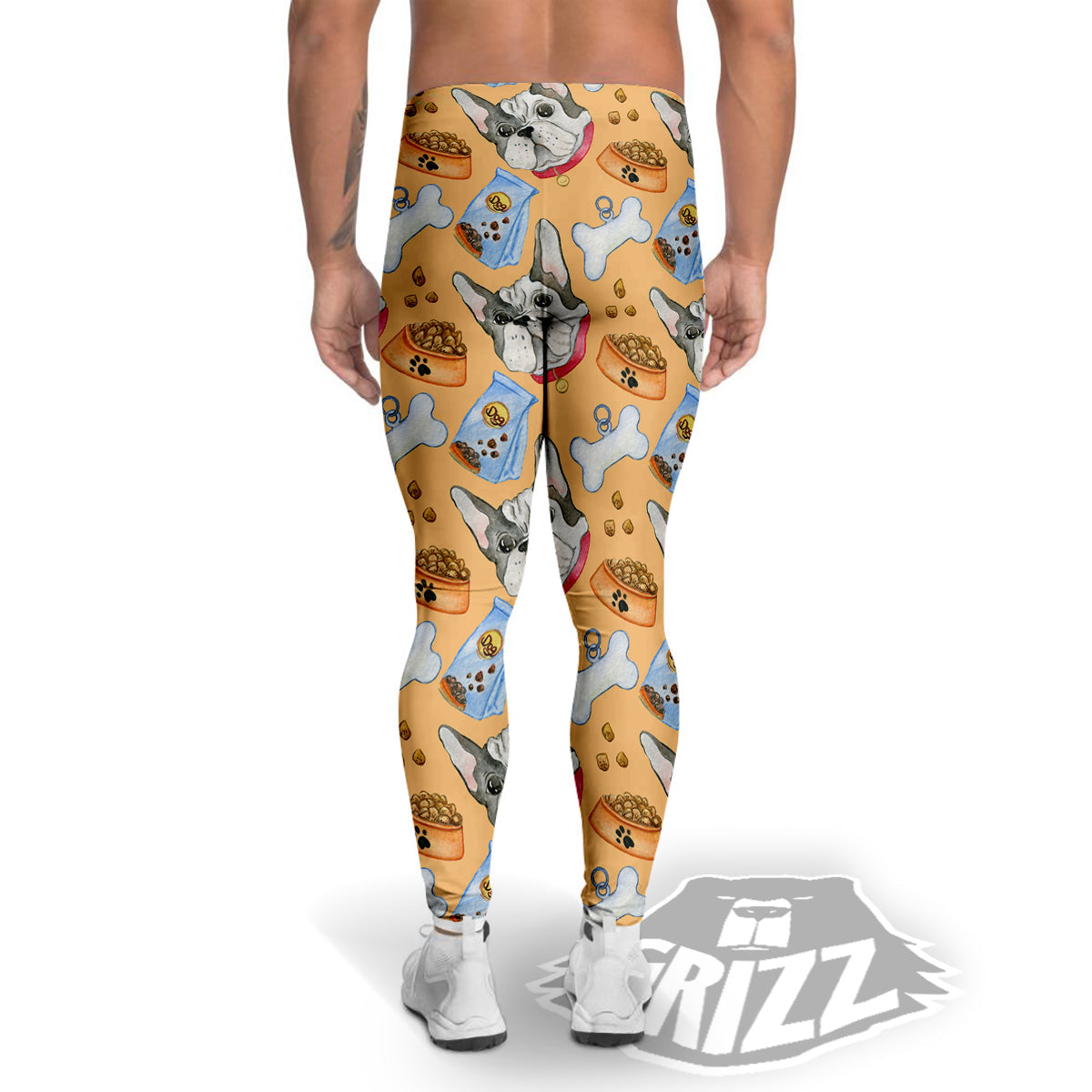 French Bulldog Watercolor Print Pattern Men's Leggings-grizzshop