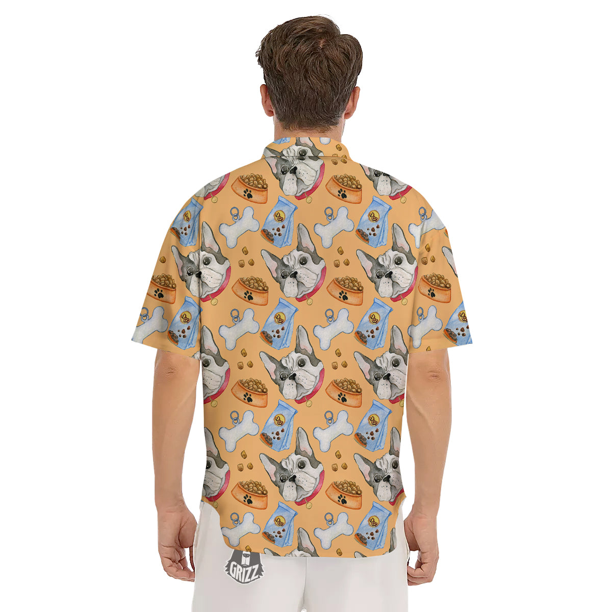 French Bulldog Watercolor Print Pattern Men's Short Sleeve Shirts-grizzshop