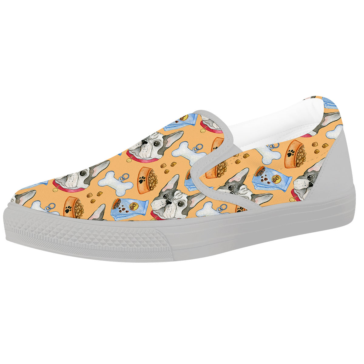 French Bulldog Watercolor Print Pattern White Slip On Shoes-grizzshop