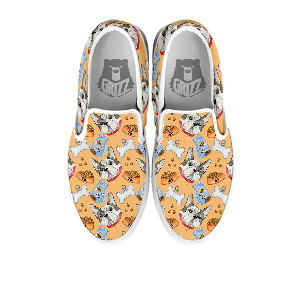 French Bulldog Watercolor Print Pattern White Slip On Shoes-grizzshop