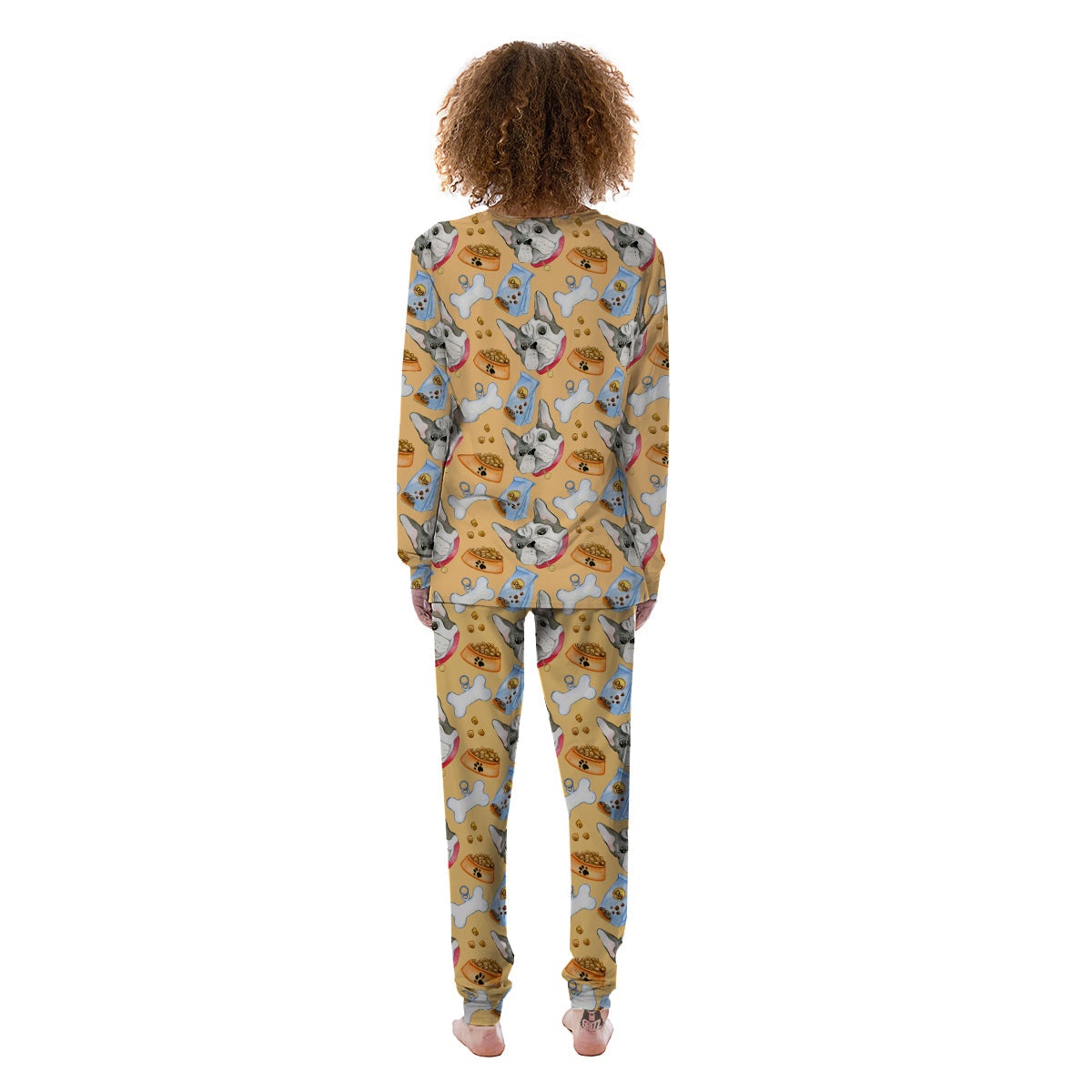 French Bulldog Watercolor Print Pattern Women's Pajamas-grizzshop