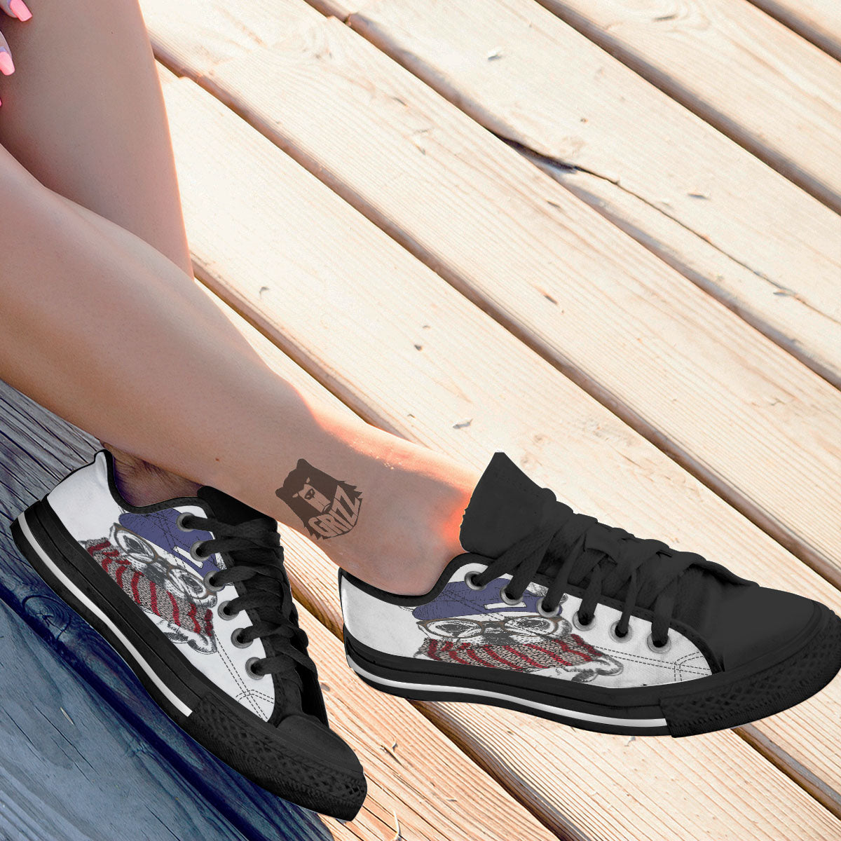 French Bulldog Wearing Glasses Print Black Low Top Shoes-grizzshop