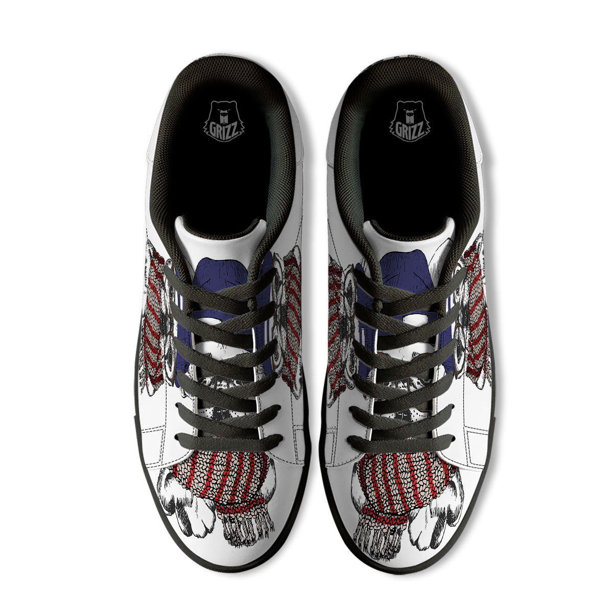 French Bulldog Wearing Glasses Print Black Low Top Sneakers-grizzshop