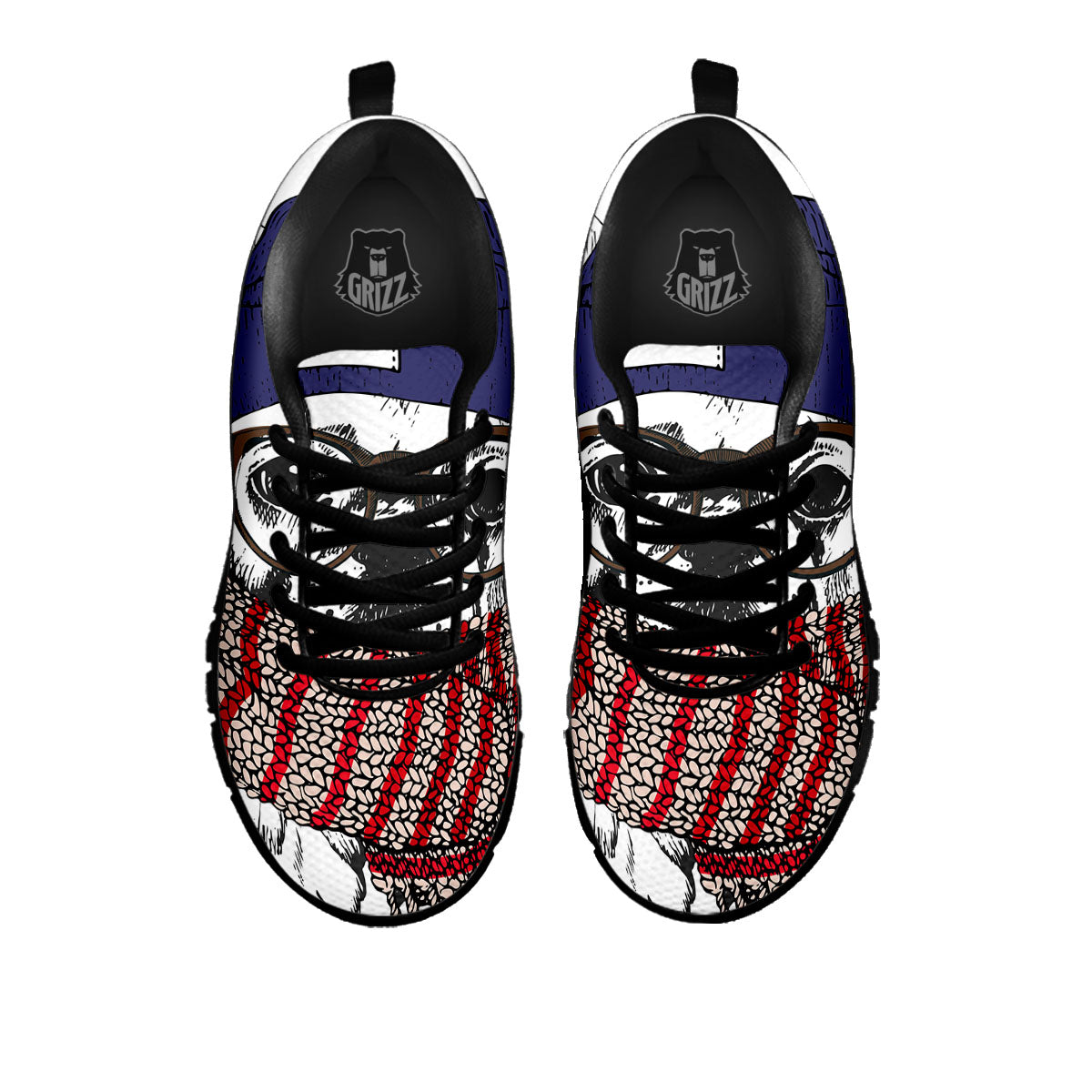 French Bulldog Wearing Glasses Print Black Sneaker-grizzshop