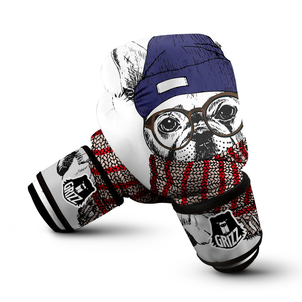 French Bulldog Wearing Glasses Print Boxing Gloves-grizzshop