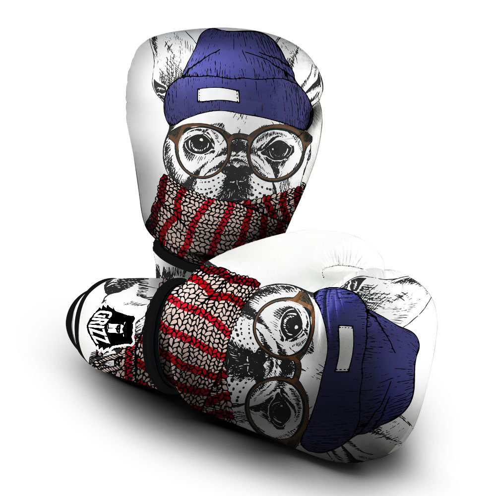 French Bulldog Wearing Glasses Print Boxing Gloves-grizzshop