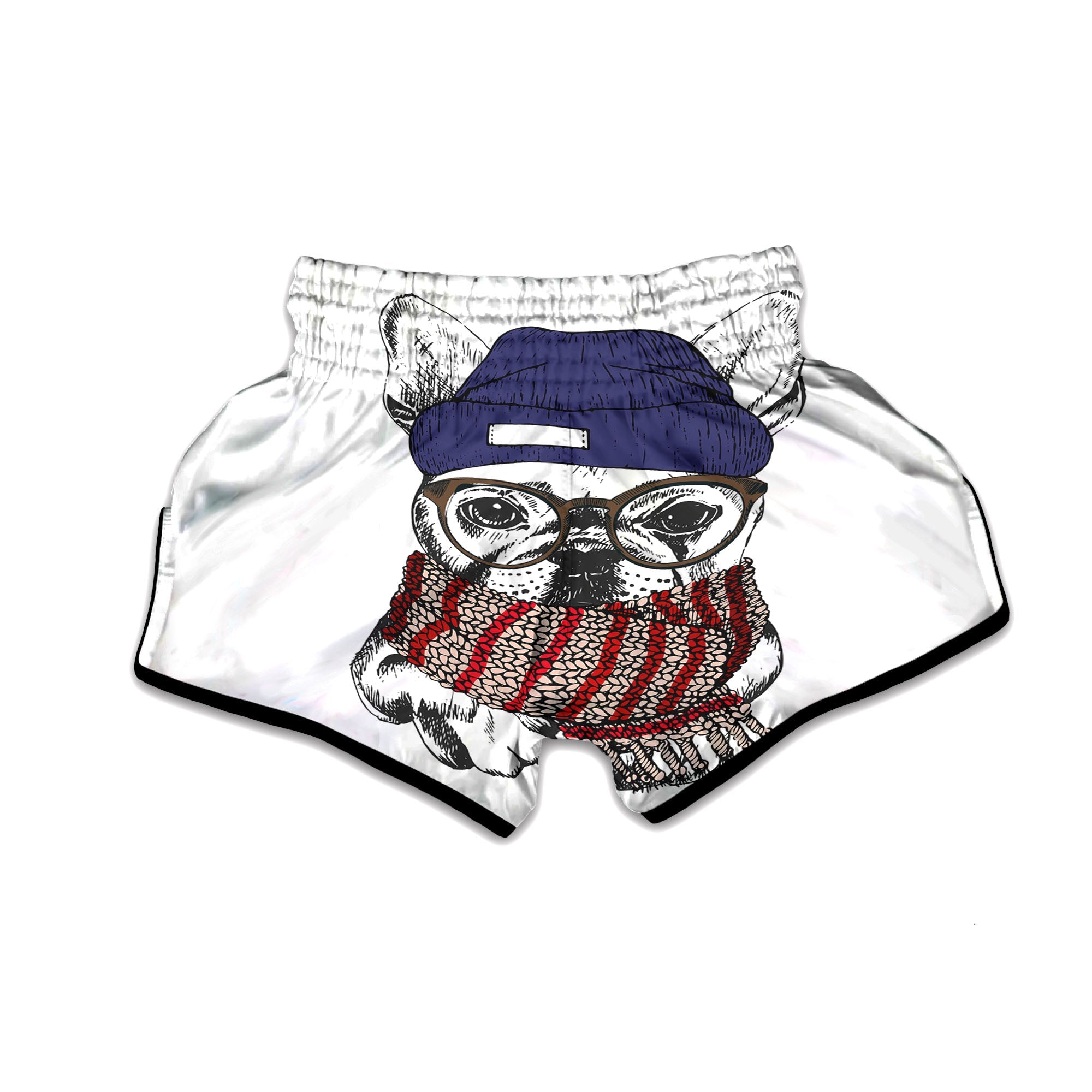 French Bulldog Wearing Glasses Print Muay Thai Boxing Shorts-grizzshop