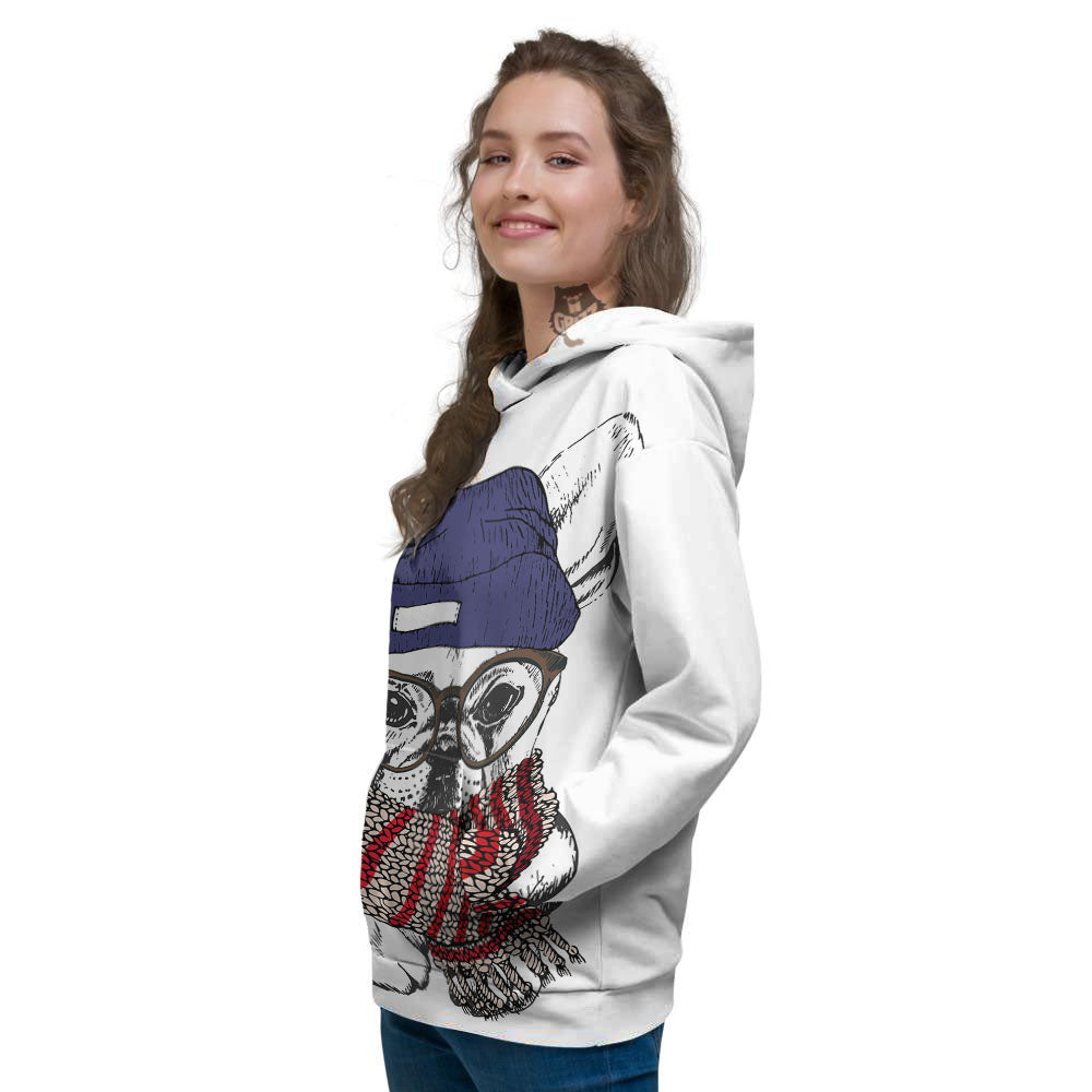 French Bulldog Wearing Glasses Print Women's Hoodie-grizzshop