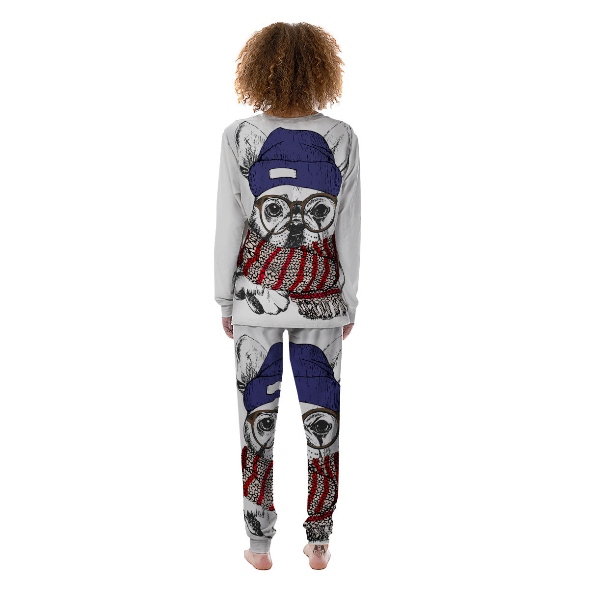 French Bulldog Wearing Glasses Print Women's Pajamas-grizzshop