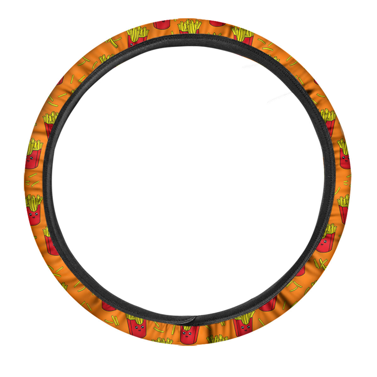French Fries Cartoon Print Pattern Car Steering Wheel Cover-grizzshop