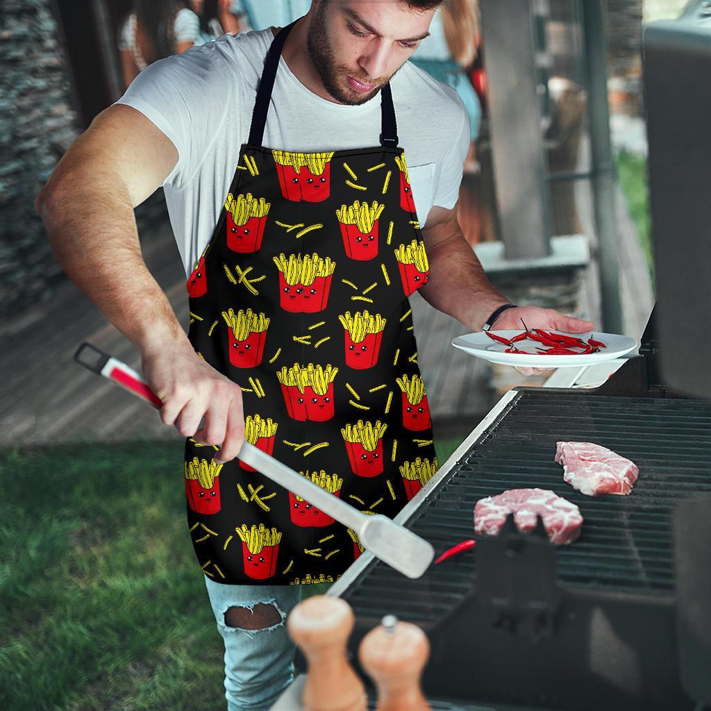 French Fries Cartoon Print Pattern Men's Apron-grizzshop