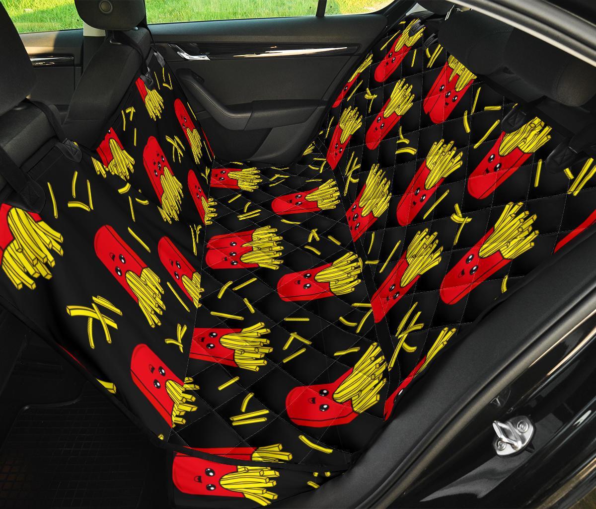 French Fries Cartoon Print Pattern Pet Car Seat Cover-grizzshop