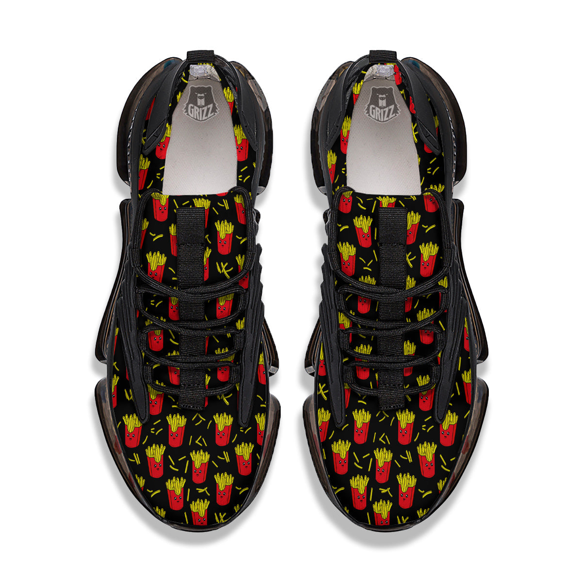 French Fries Cute Print Pattern Black Gym Shoes-grizzshop