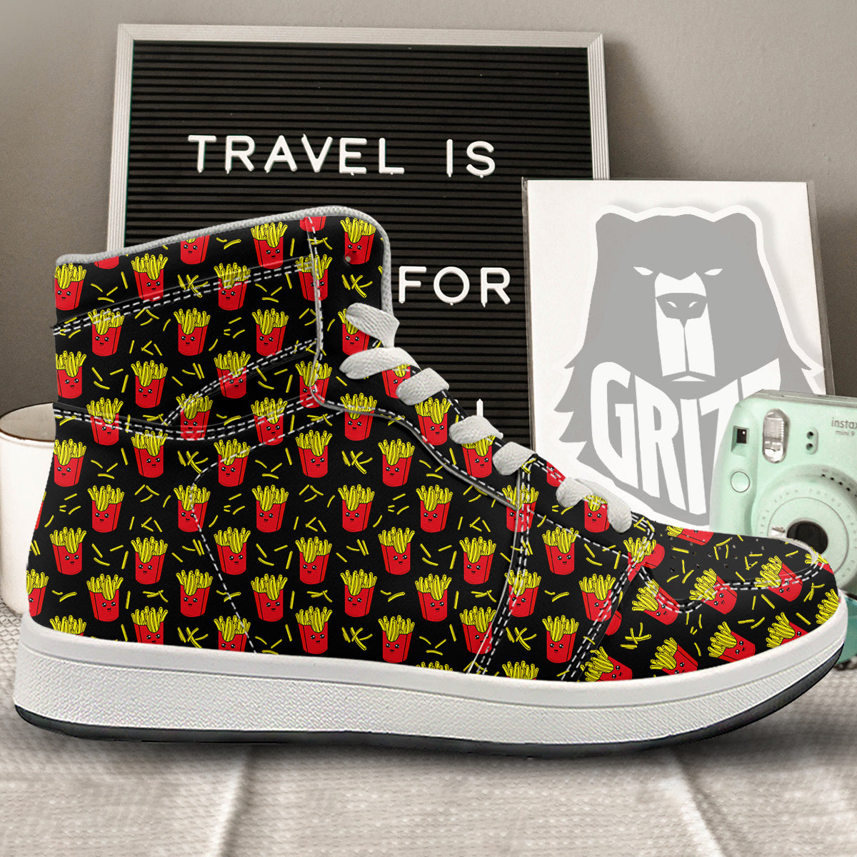 French Fries Cute Print Pattern High Top Sneakers-grizzshop