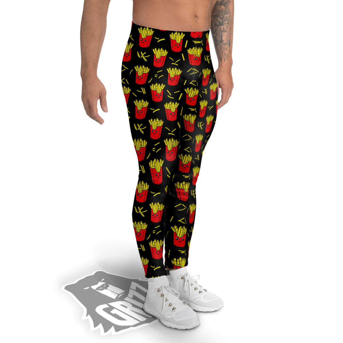 French Fries Cute Print Pattern Men's Leggings-grizzshop