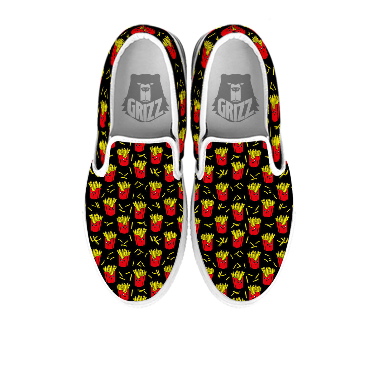 French Fries Cute Print Pattern White Slip On Shoes-grizzshop