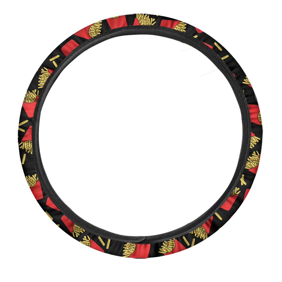 French Fries Doodle Print Pattern Car Steering Wheel Cover-grizzshop