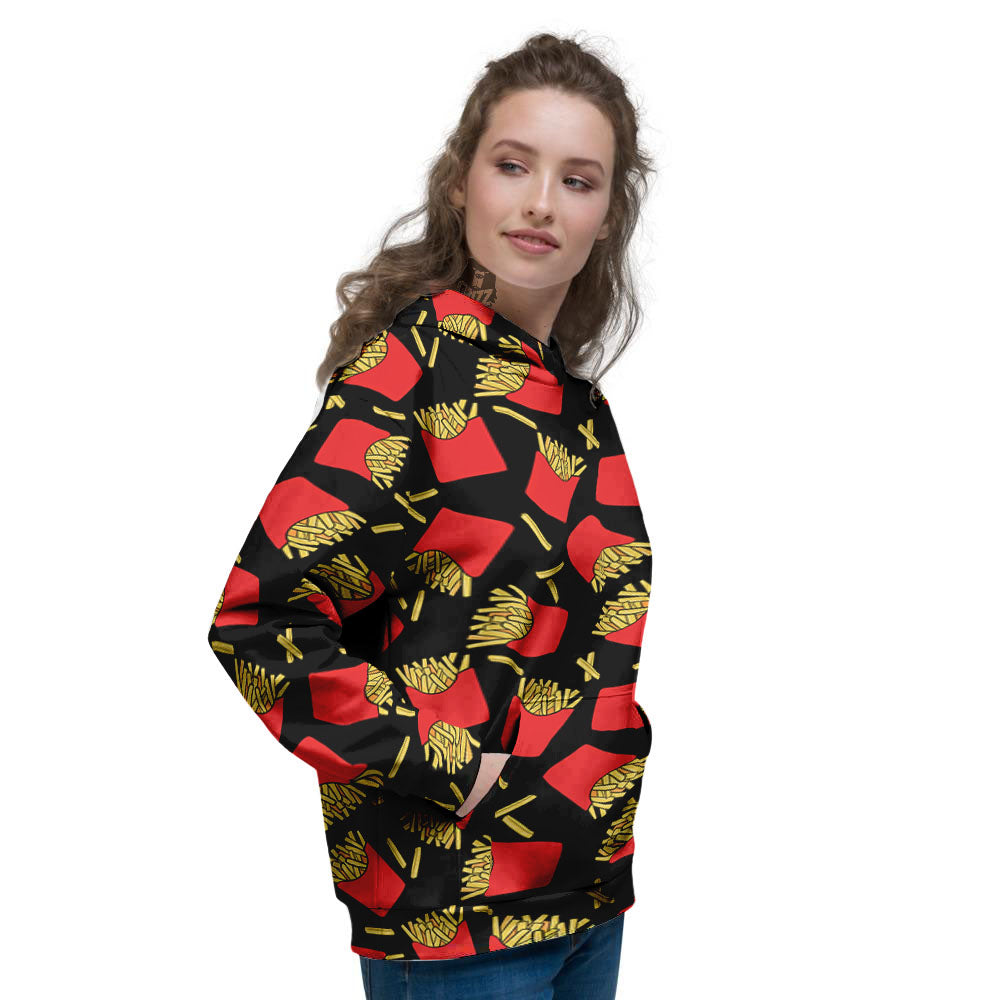 French Fries Doodle Print Pattern Women's Hoodie-grizzshop