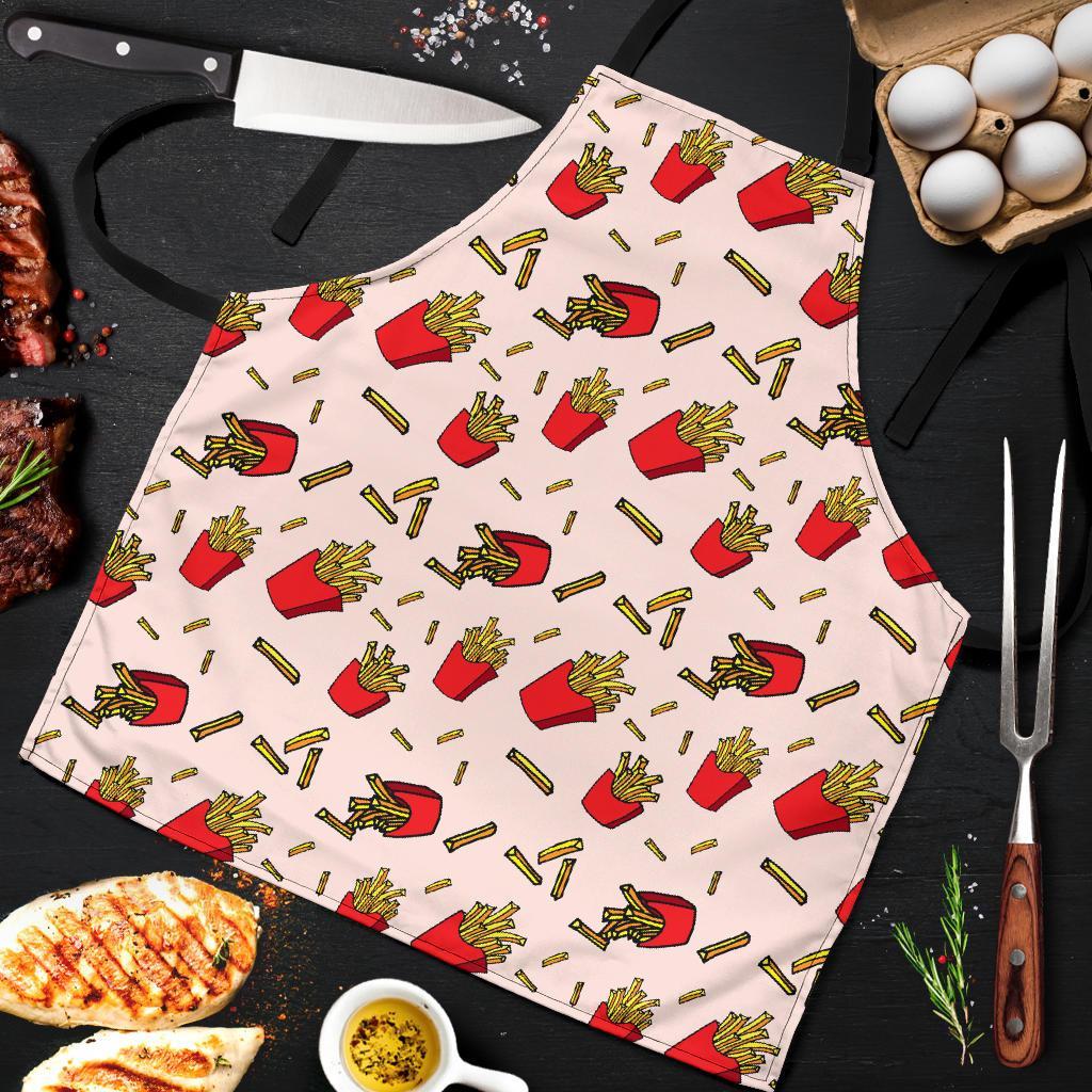 French Fries Pattern Print Men's Apron-grizzshop