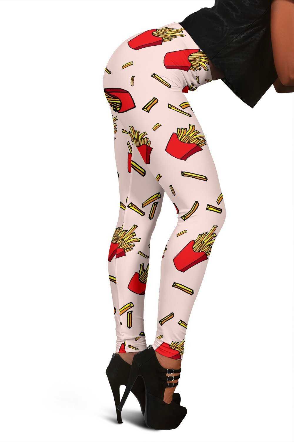 French Fries Pattern Print Women Leggings-grizzshop