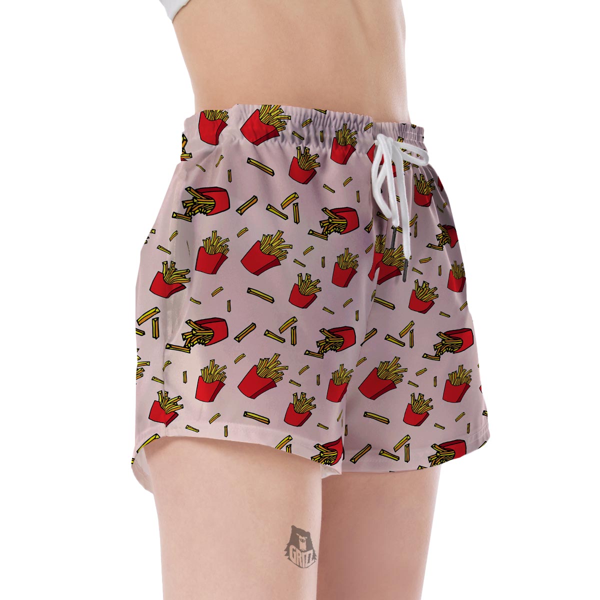 French Fries Pattern Print Women's Shorts-grizzshop