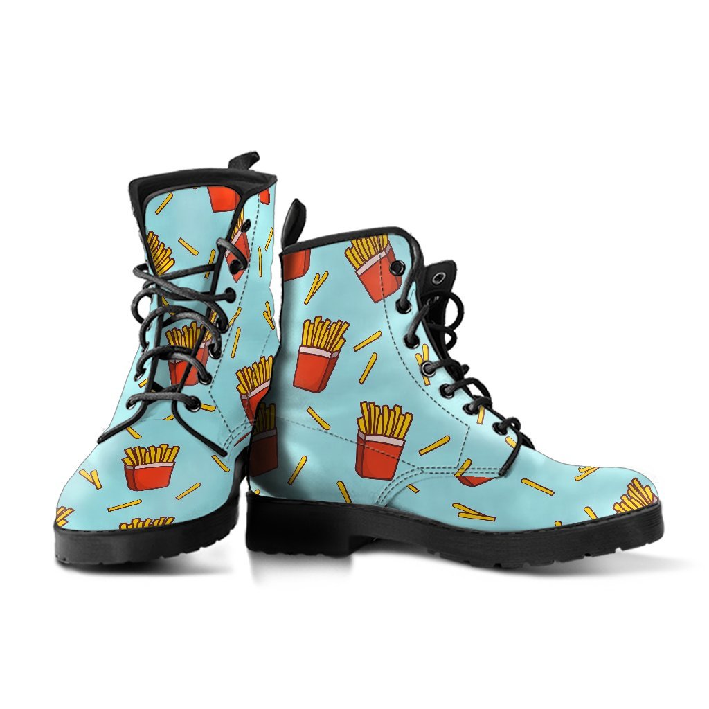 French Fries Print Pattern Men Women Leather Boots-grizzshop
