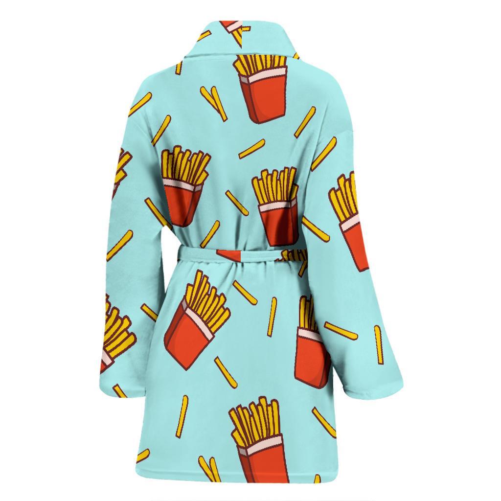 French Fries Print Pattern Women Long Robe-grizzshop