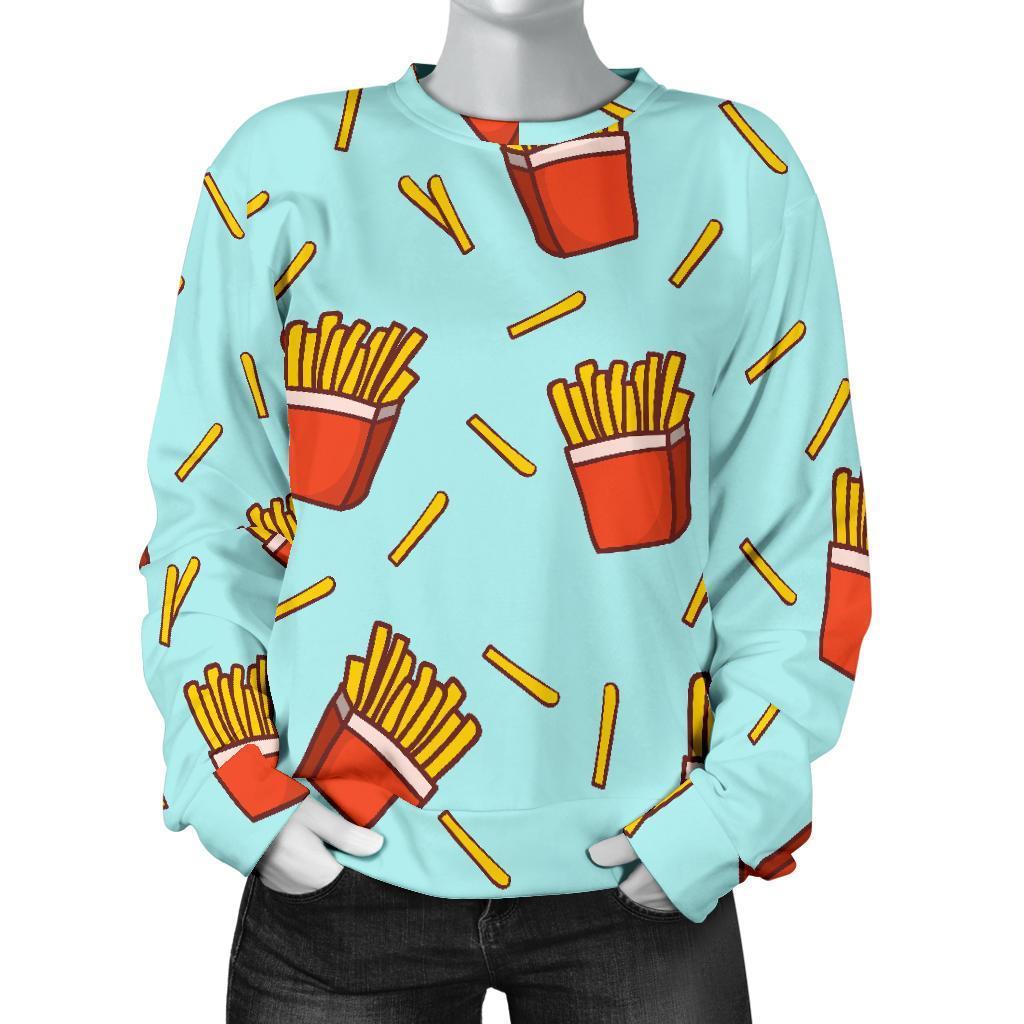 French Fries Print Pattern Women's Sweatshirt-grizzshop