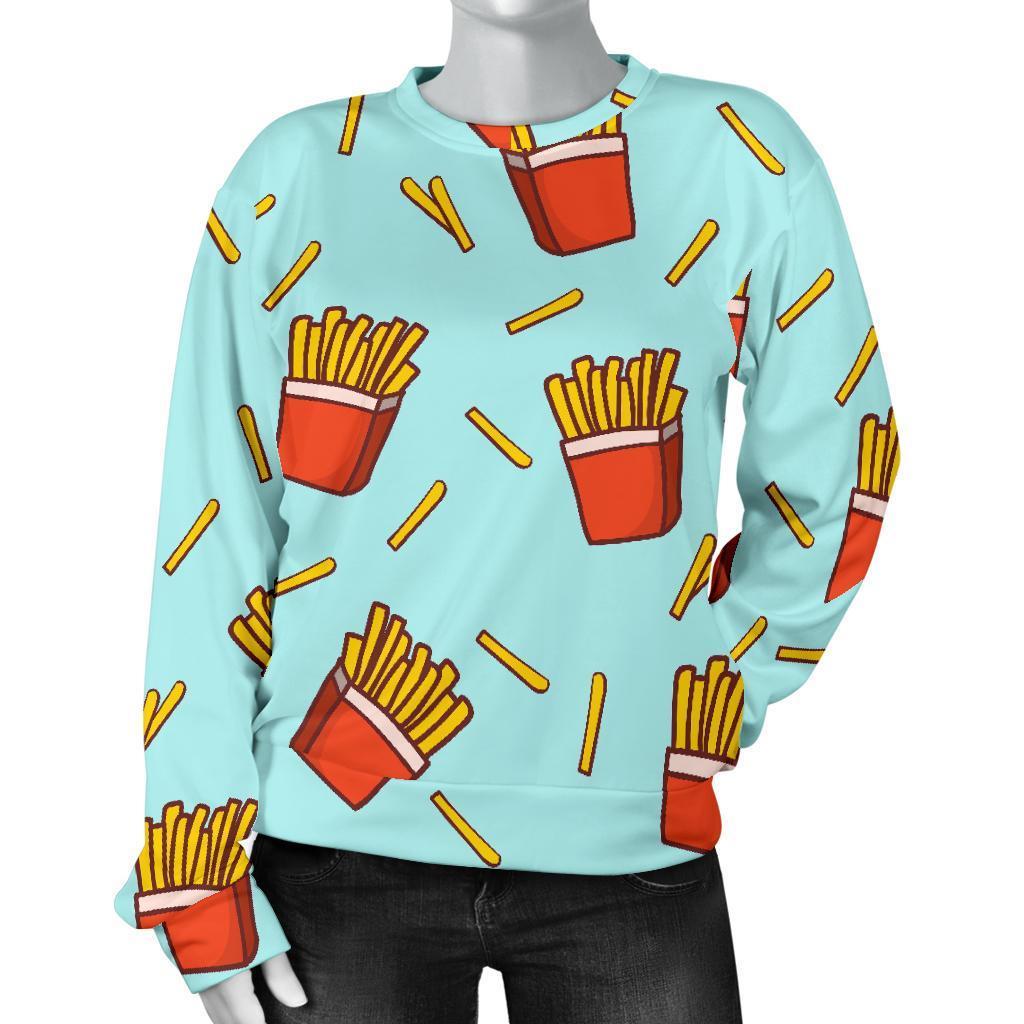 French Fries Print Pattern Women's Sweatshirt-grizzshop