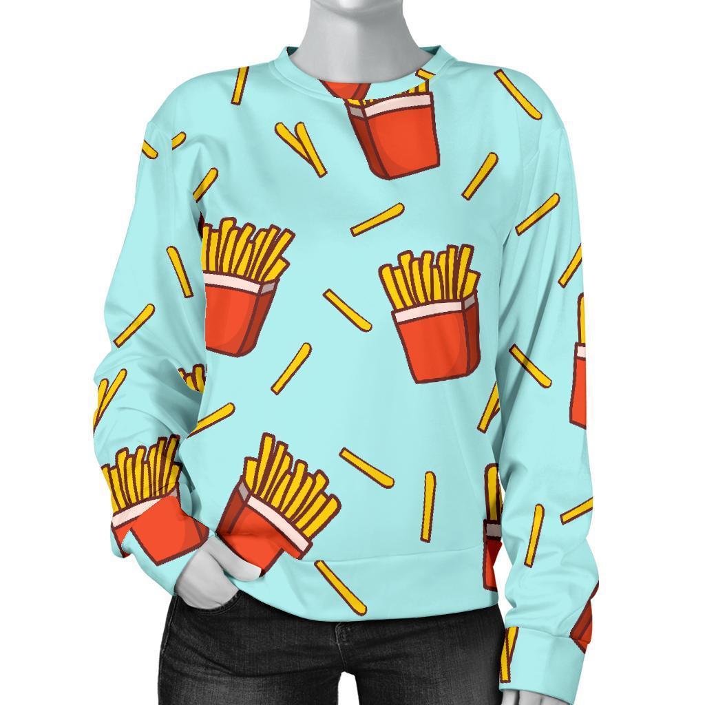 French Fries Print Pattern Women's Sweatshirt-grizzshop