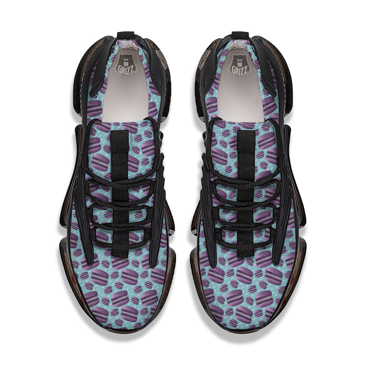French Macarons Print Pattern Black Gym Shoes-grizzshop
