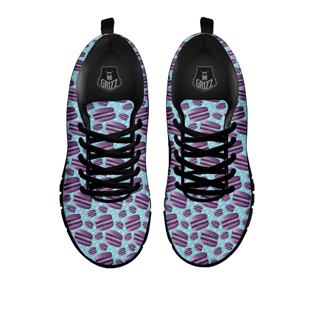 French Macarons Print Pattern Black Sneaker-grizzshop