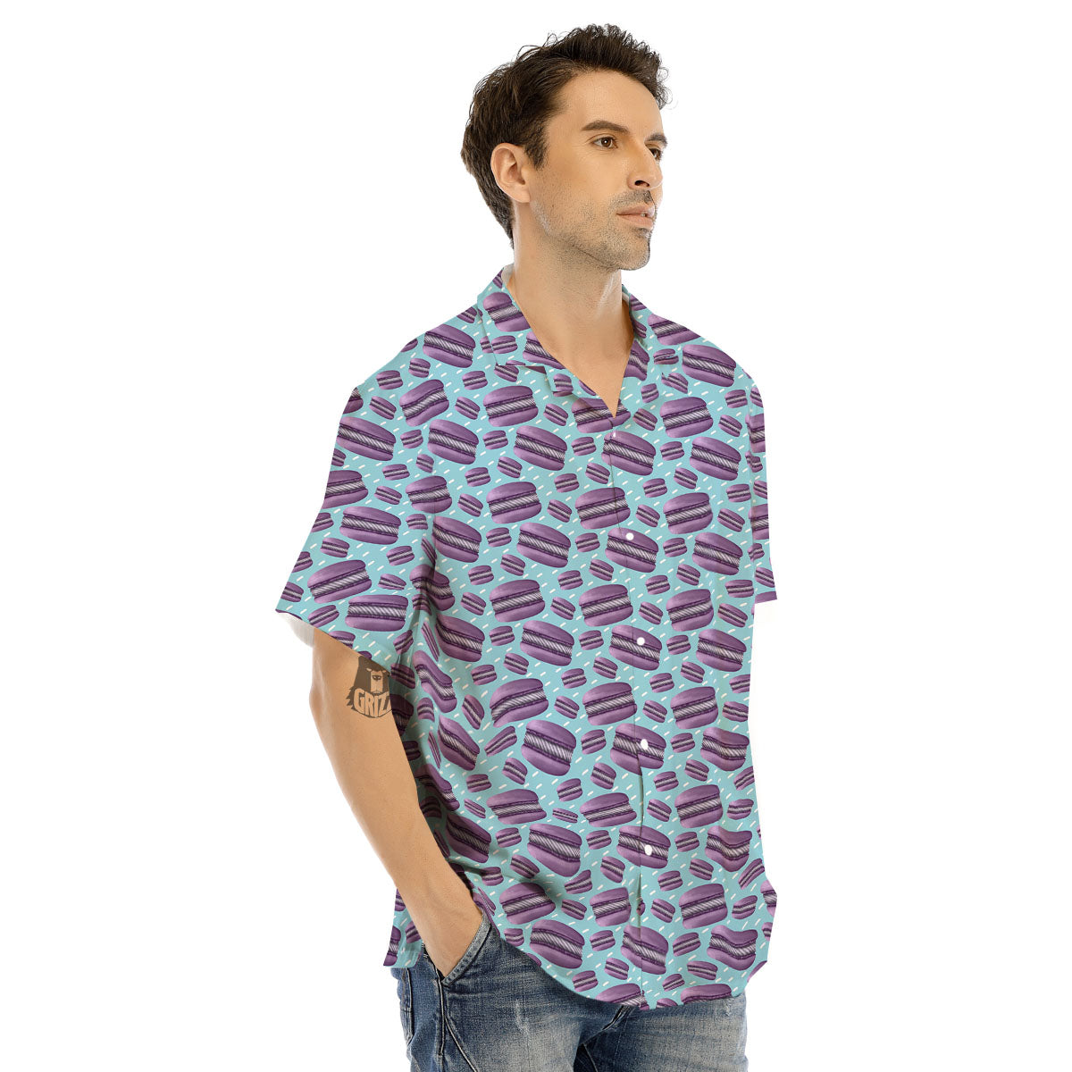 French Macarons Print Pattern Men's Hawaiian Shirt-grizzshop