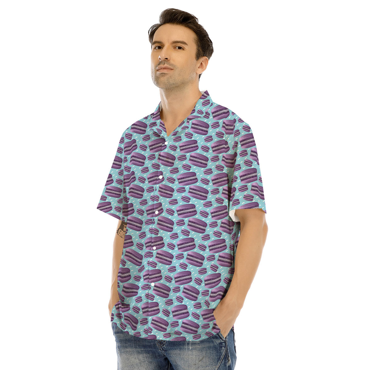 French Macarons Print Pattern Men's Hawaiian Shirt-grizzshop