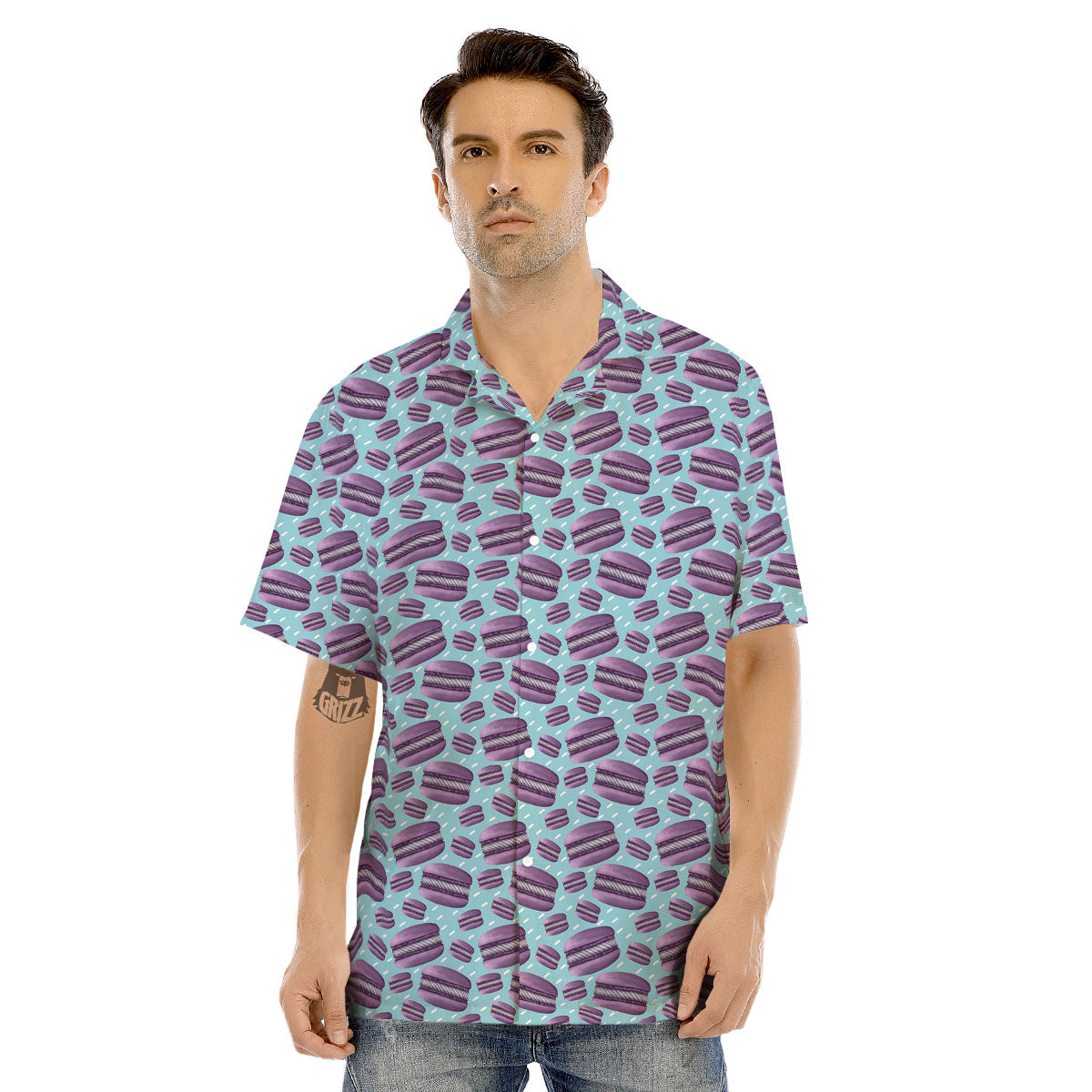 French Macarons Print Pattern Men's Hawaiian Shirt-grizzshop